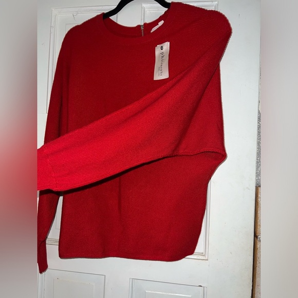 NWT Philosophy size XS rustic red long sleeve top with zipper on back - Picture 3 of 4